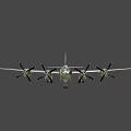 Vintage Silver Airplane Featuring Four Propellers Detailed Fuselage And Landing Gear